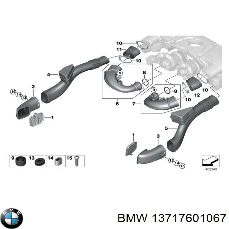 13717601067 BMW Vedante de turbina dos gases de escape, admissão