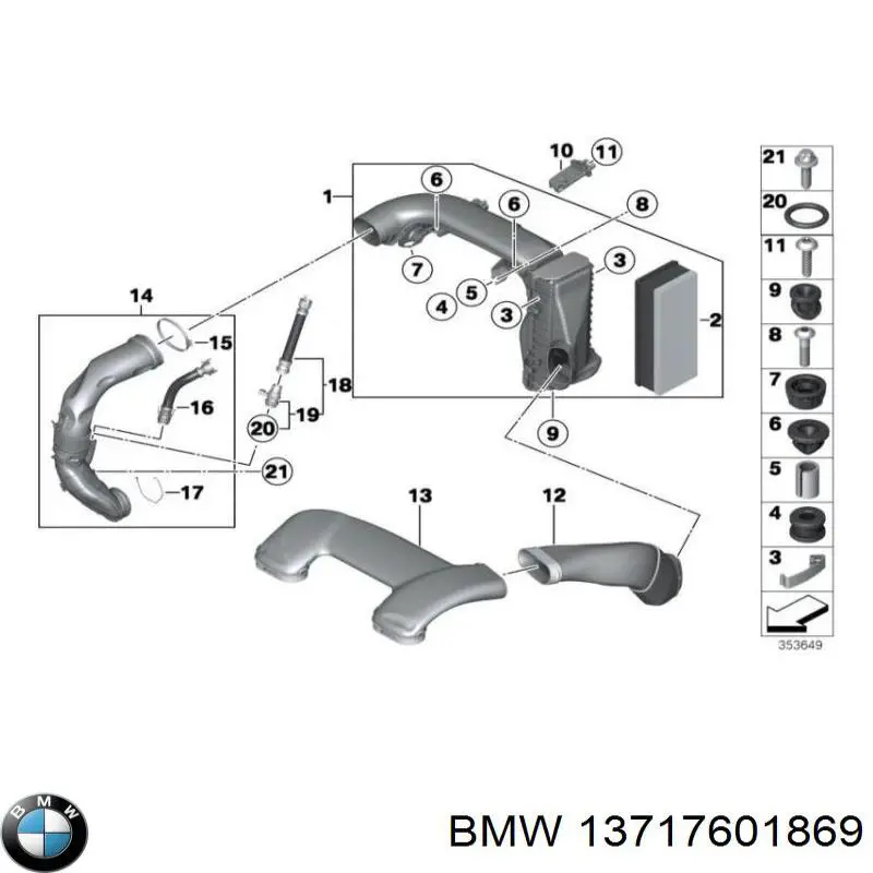 Cano derivado de ar, entrada de filtro de ar BMW 13717601869 preço, a partir de 58,88 USD