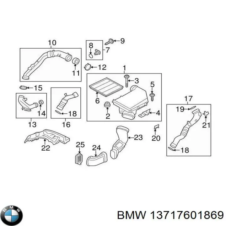 Compre 13717601869 BMW Cano derivado de ar, entrada de filtro de ar