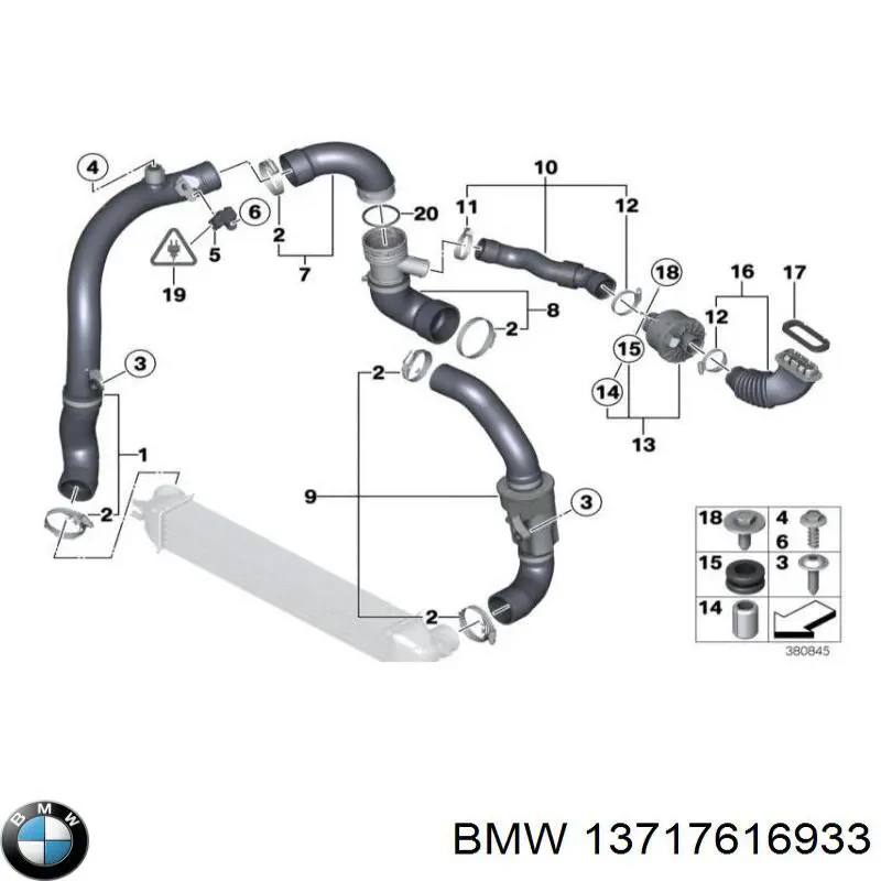 Compre 13717616933 BMW Cano derivado de ar do medidor de consumo do ar