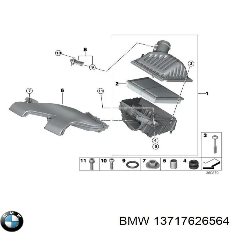 13717626564 BMW Cano derivado de ar, entrada de filtro de ar