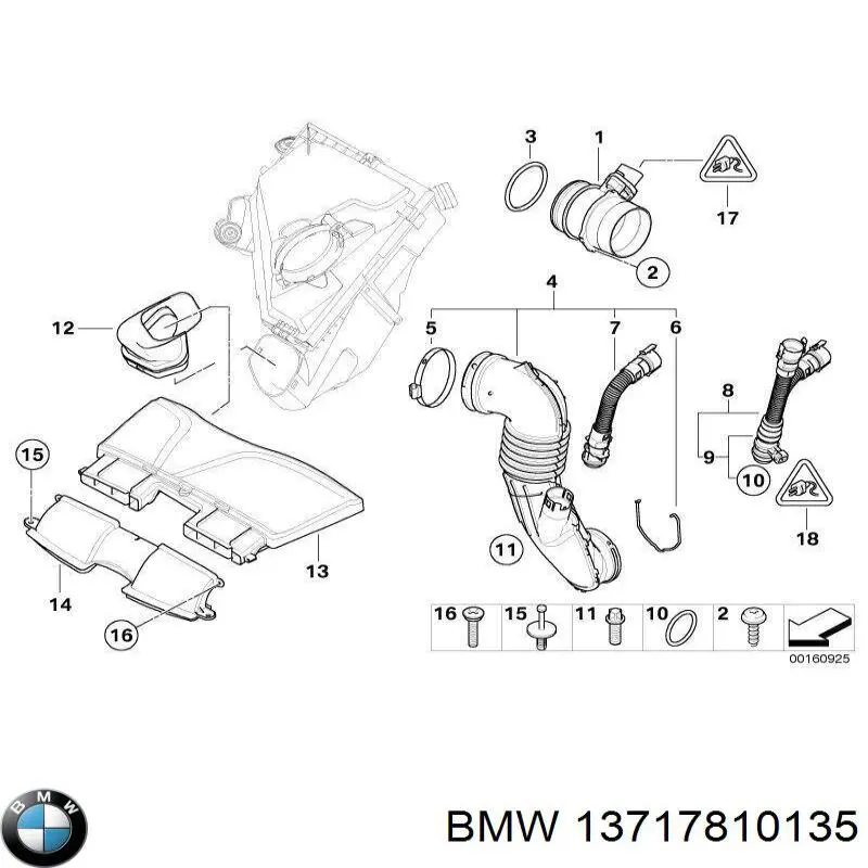 13717810135 BMW Cano derivado de ar do medidor de consumo do ar