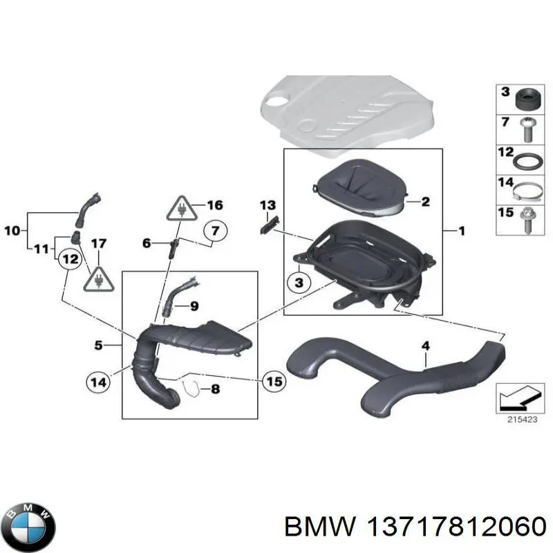 13717812060 BMW Cano derivado de ar, saída de filtro de ar