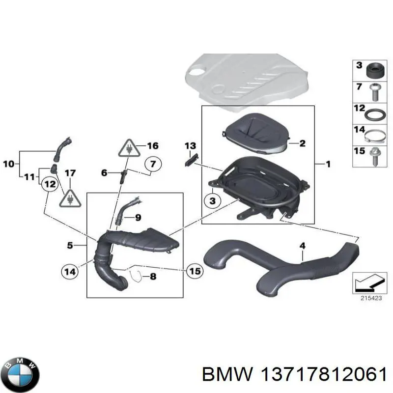 13717812061 BMW Cano derivado de ar, saída de filtro de ar