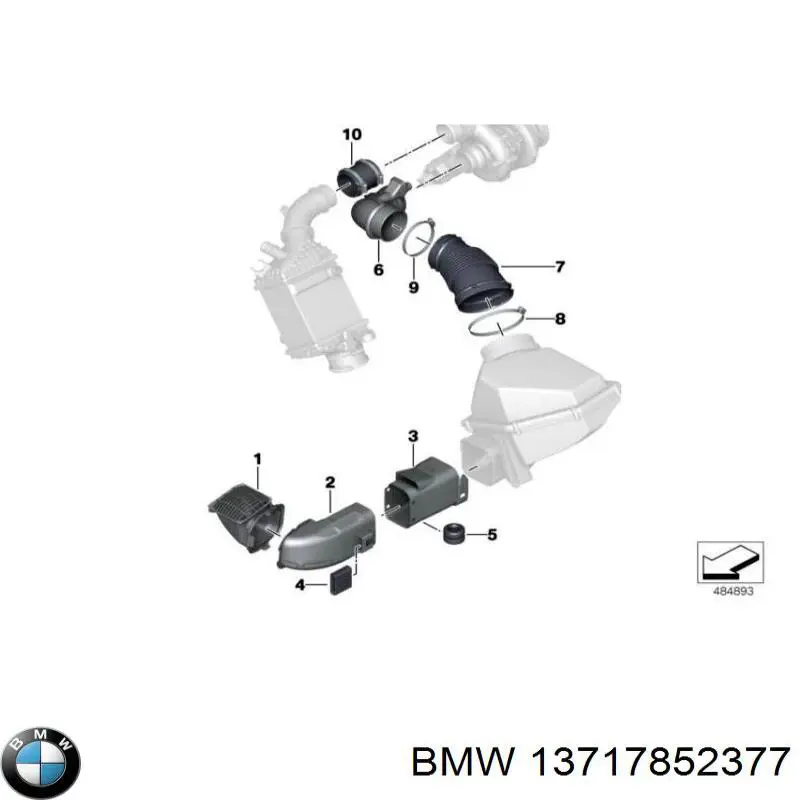 13717852377 BMW Cano derivado de ar, entrada de filtro de ar