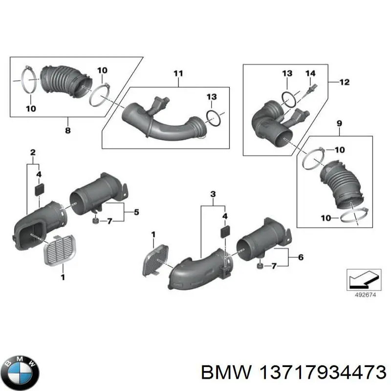 13717934473 BMW Cano derivado de ar, entrada de filtro de ar