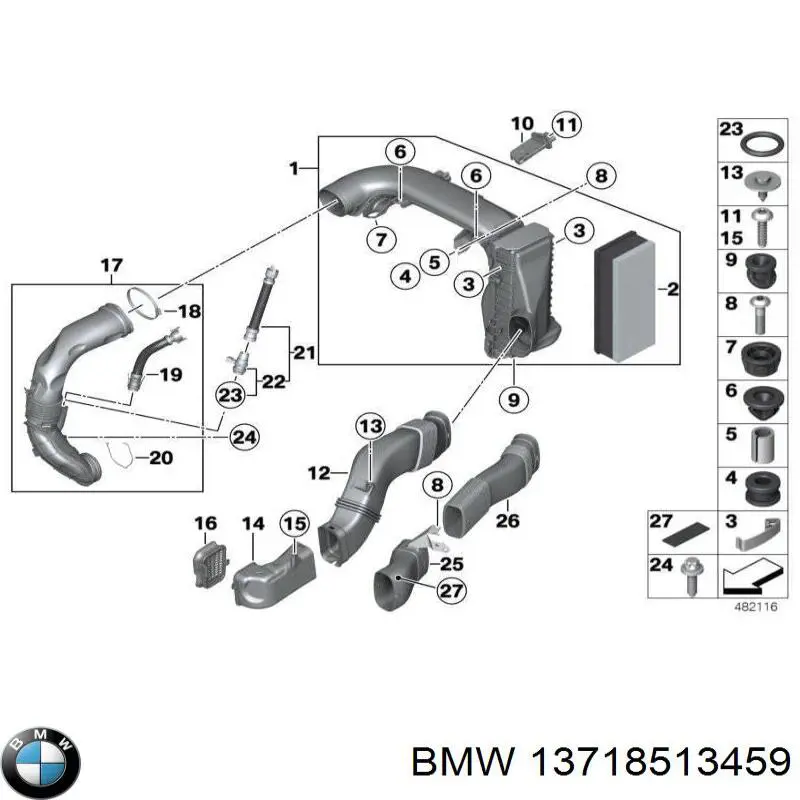 Cano derivado de ar, saída de filtro de ar BMW 13718513459 preço, a partir de 224,38 USD