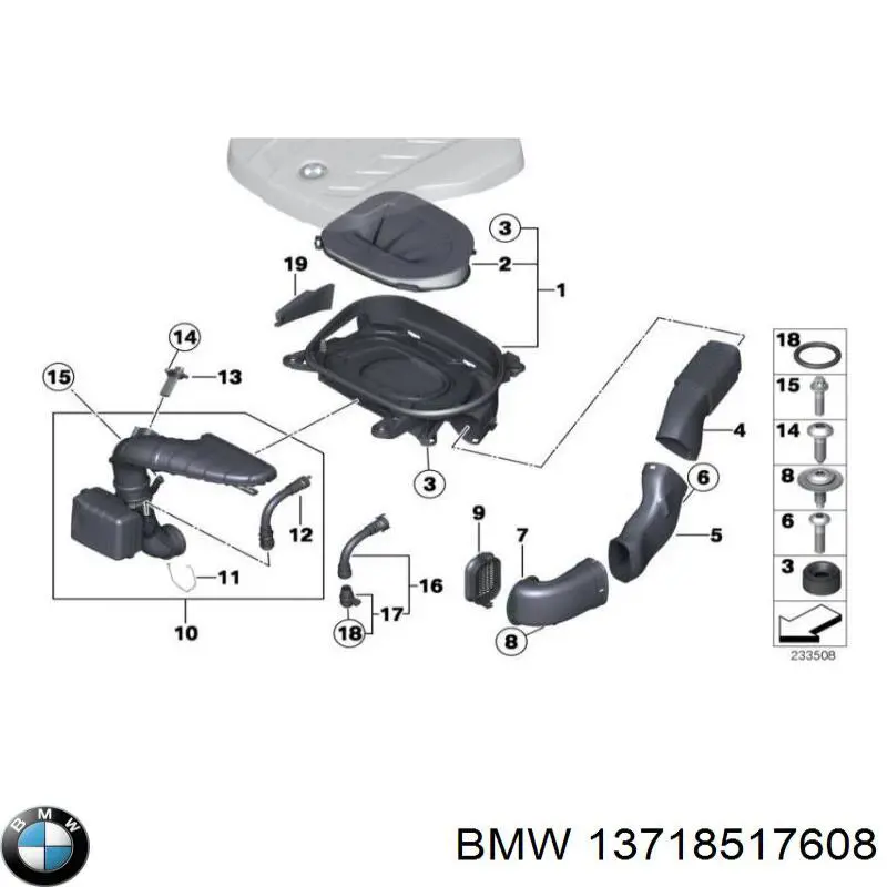 13718517608 BMW Cano derivado de ar do medidor de consumo do ar