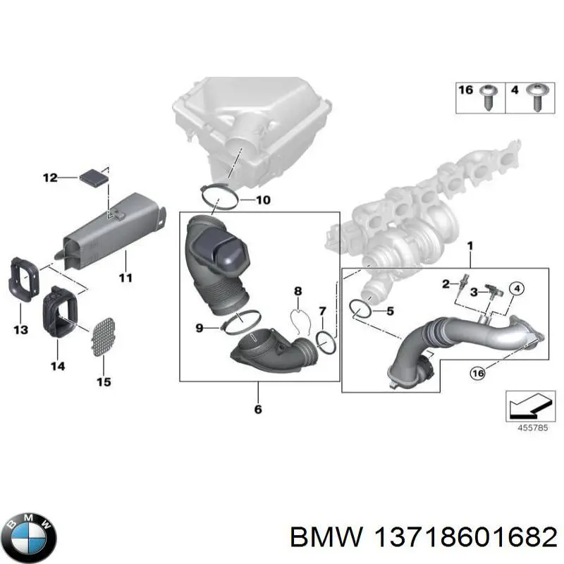 13718601682 BMW Cano derivado de ar do medidor de consumo do ar