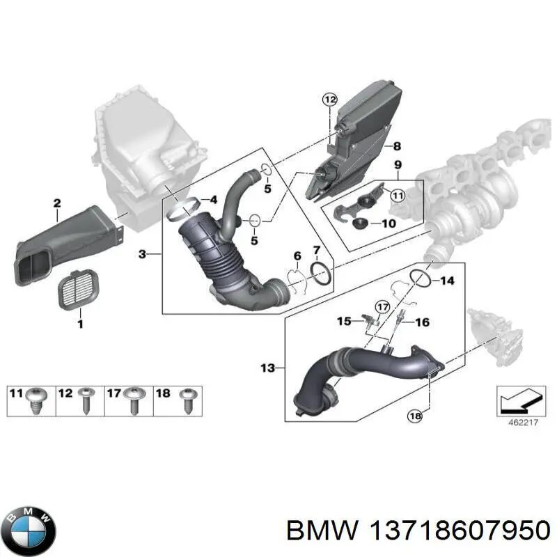 13718607950 BMW Ressonador de filtro de ar