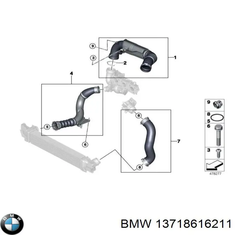 Mangueira (cano derivado) de intercooler BMW 13718616211 preço, a partir de 89,06 USD