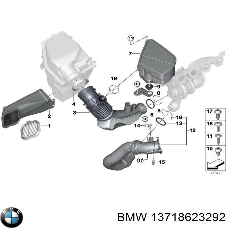 13718623292 BMW Ressonador de filtro de ar