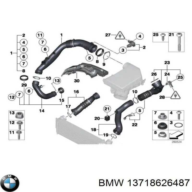 Mangueira (cano derivado) de intercooler BMW 13718626487 preço, a partir de 77,67 USD