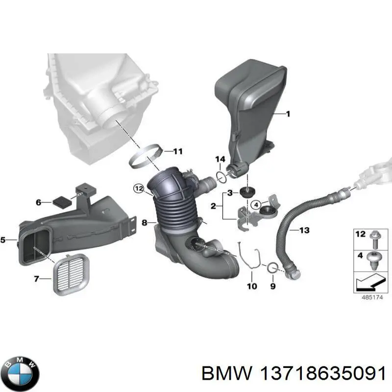 13718635091 BMW Tomada de ar de filtro de ar