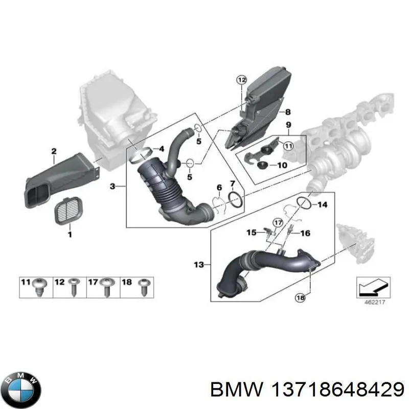 13718648429 BMW Vedante de turbina dos gases de escape, admissão