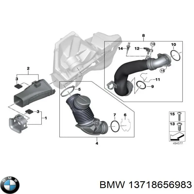 13718656983 BMW Cano derivado de ar, entrada no ressonador