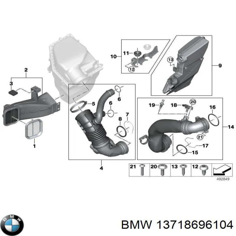 13718696104 BMW Anel de vedação (vedante) de cano derivado de intercooler