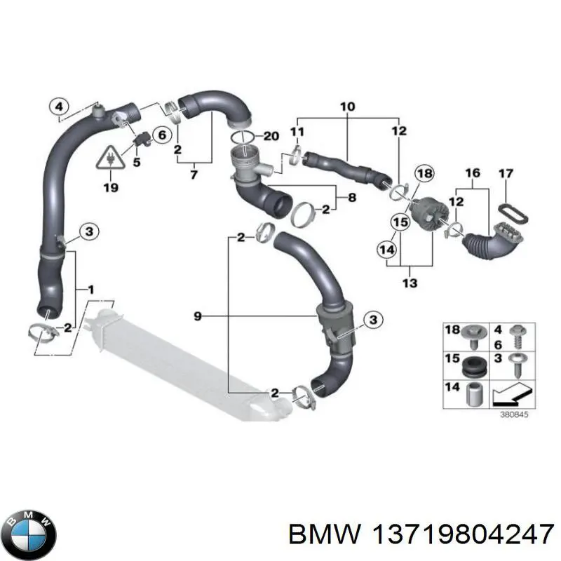 13719804247 BMW Mangueira (cano derivado) de intercooler