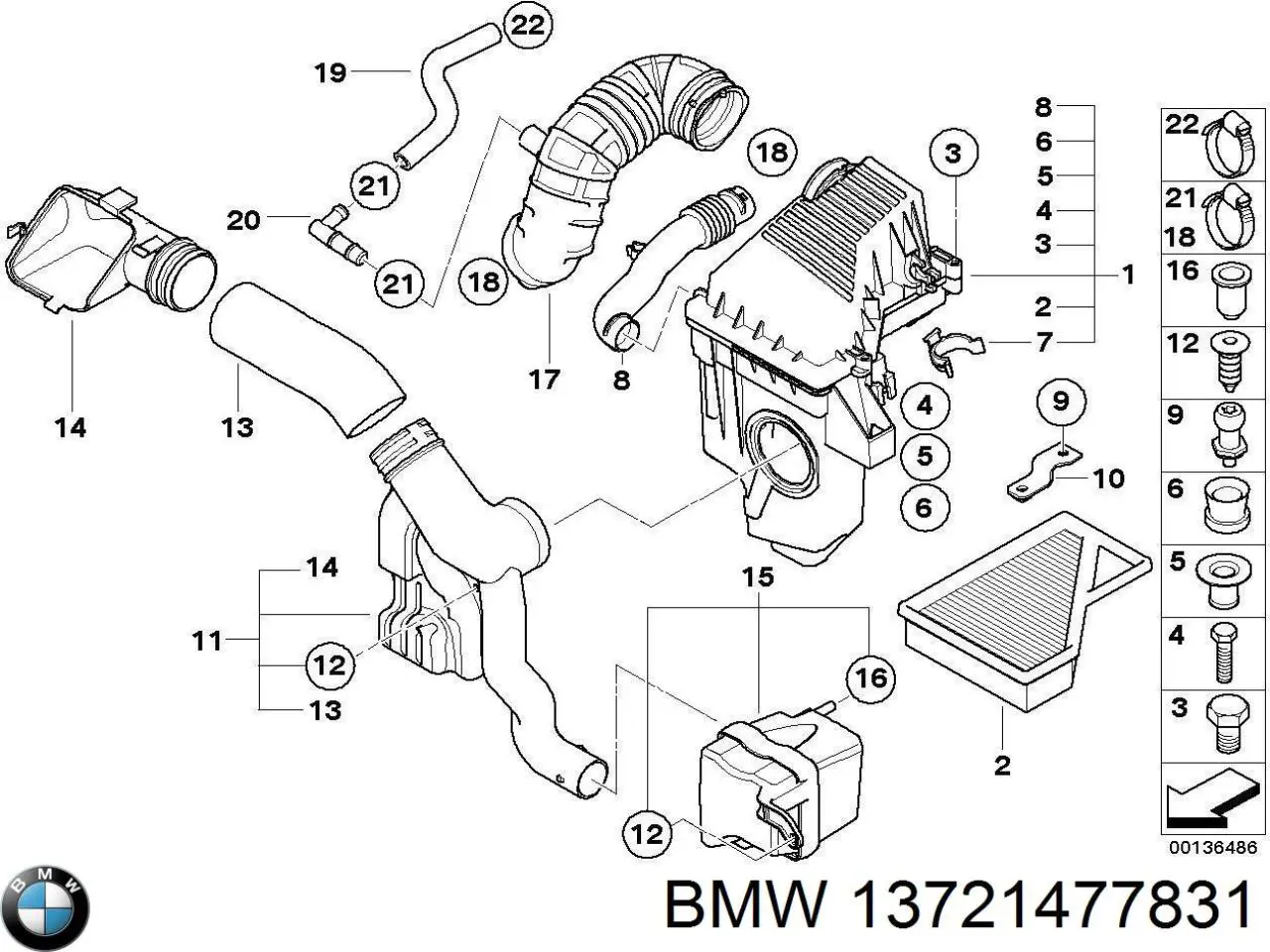 Caixa de filtro de ar BMW 13721477831 preço, a partir de 127,45 USD