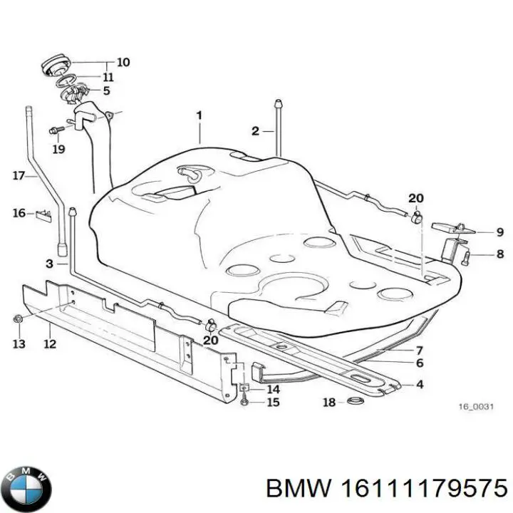 16111179575 BMW Consola de tanque de combustível