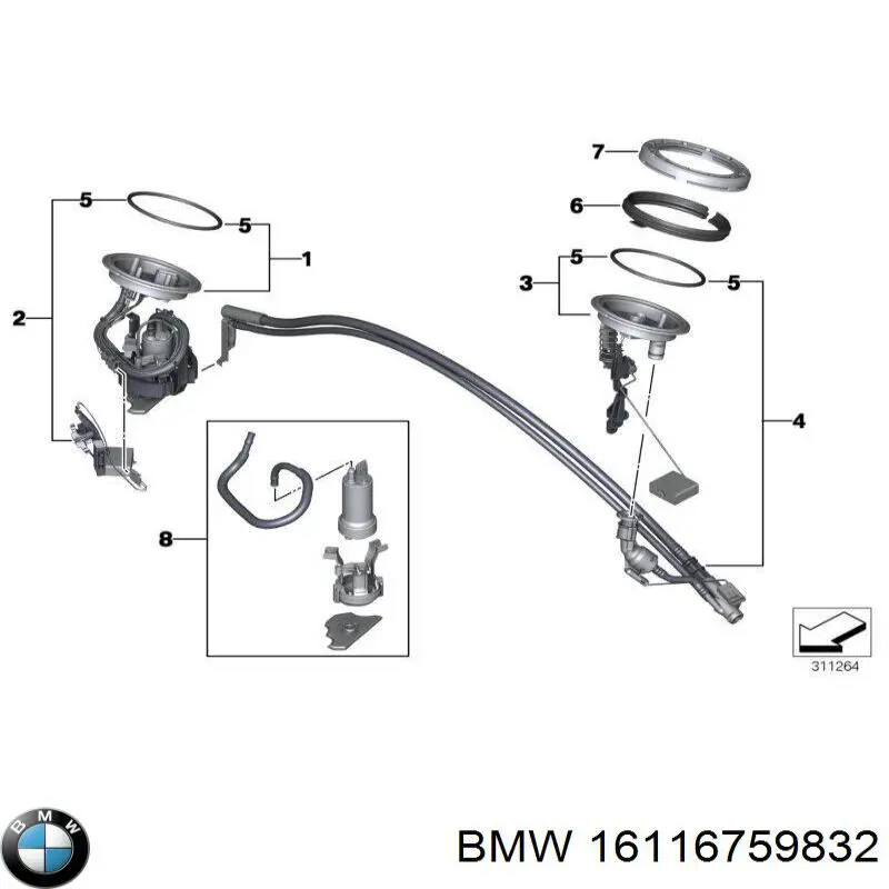 Módulo de bomba de combustível com sensor do nível de combustível para BMW 7  E65, E66, E67