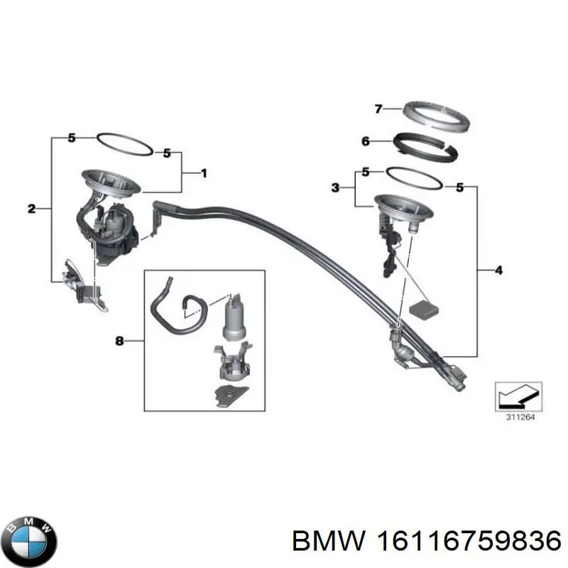 Bomba de combustível elétrica submersível BMW 7  E65, E66, E67