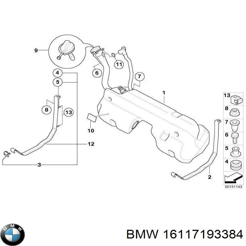 Tampa (tampão) do tanque de combustível BMW 16117193384 preço, a partir de 96,24 USD
