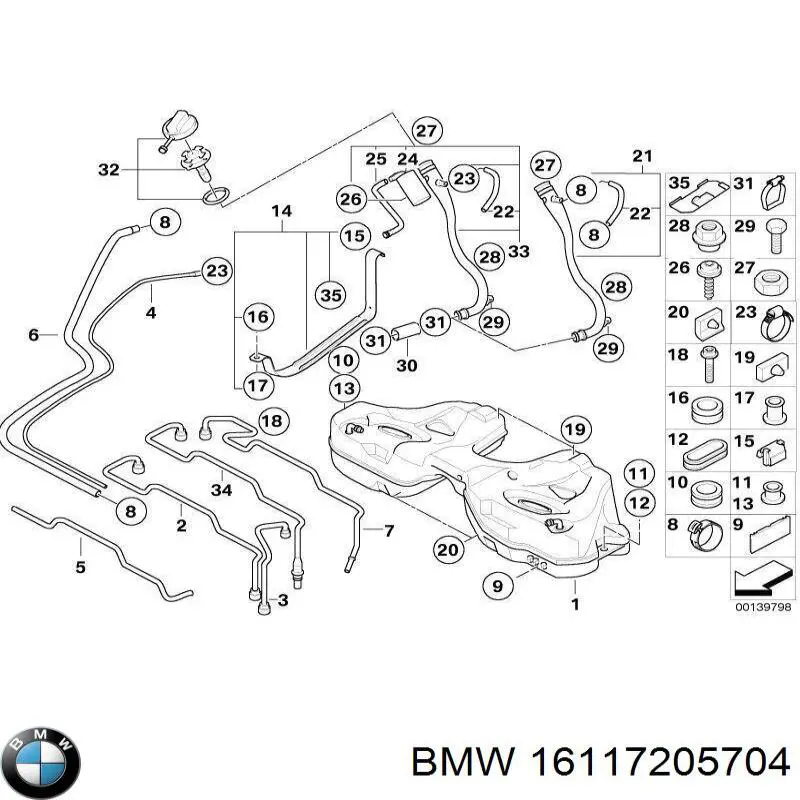 16117205704 BMW Gargalo de enchimento do tanque de combustível