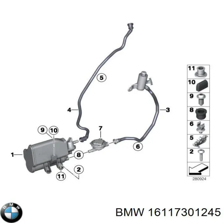Compre 16137464301 BMW Filtro de tanque dos vapores de combustível