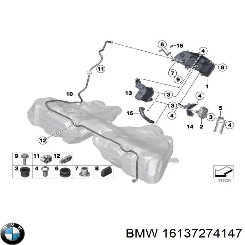 Válvula de adsorvedor dos vapores de combustível BMW 16137274147 preço, a partir de 106,86 USD