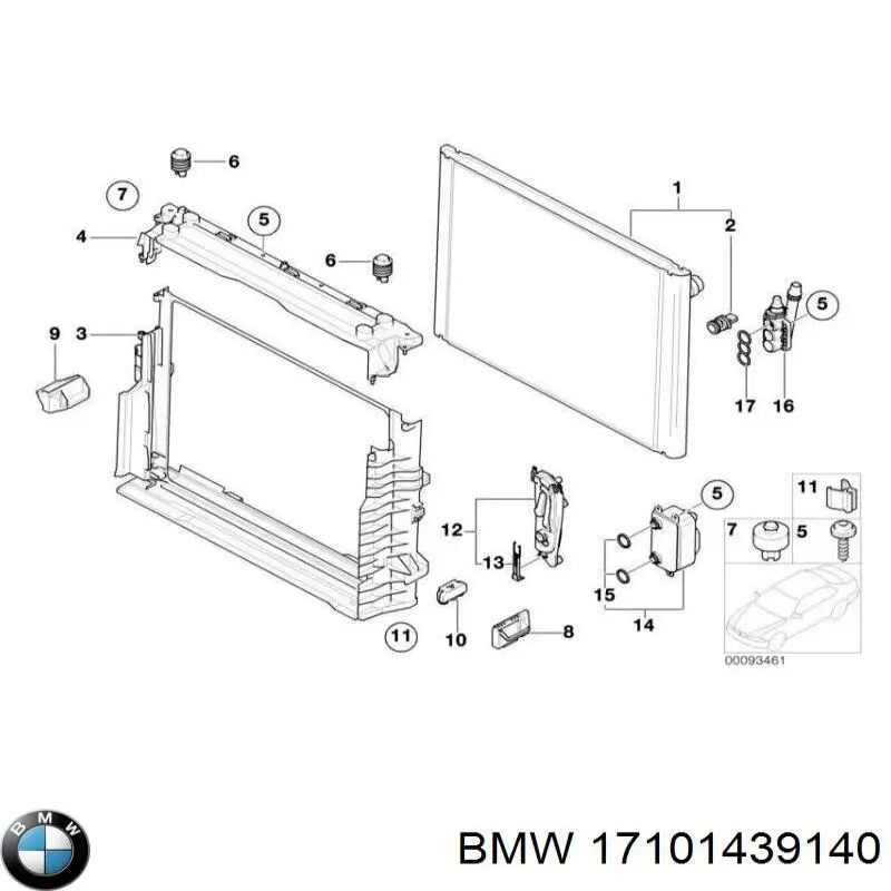 Vedante do radiador de óleo BMW 17101439140 preço, a partir de 5,66 USD
