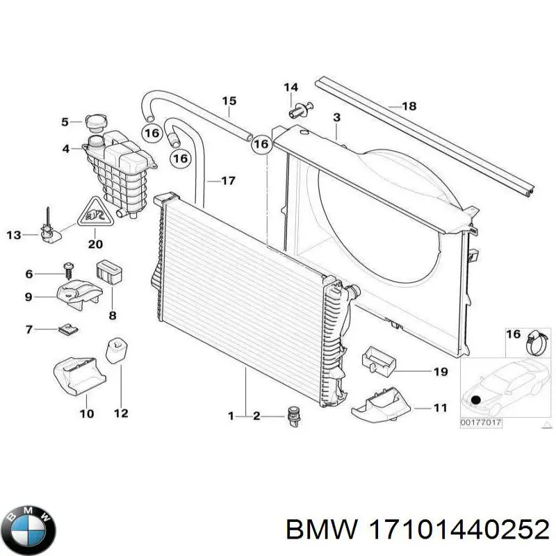 Compre 17101440252 BMW Difusor do radiador de esfriamento