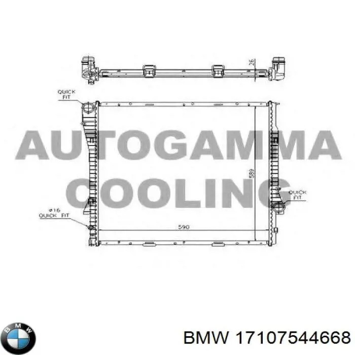 Compre 17107544668 BMW Radiador de esfriamento de motor