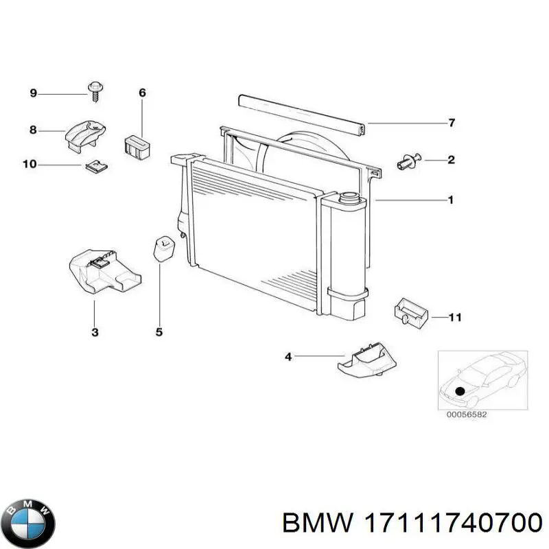 Difusor do radiador de esfriamento BMW 17111740700 preço, a partir de 142,65 USD