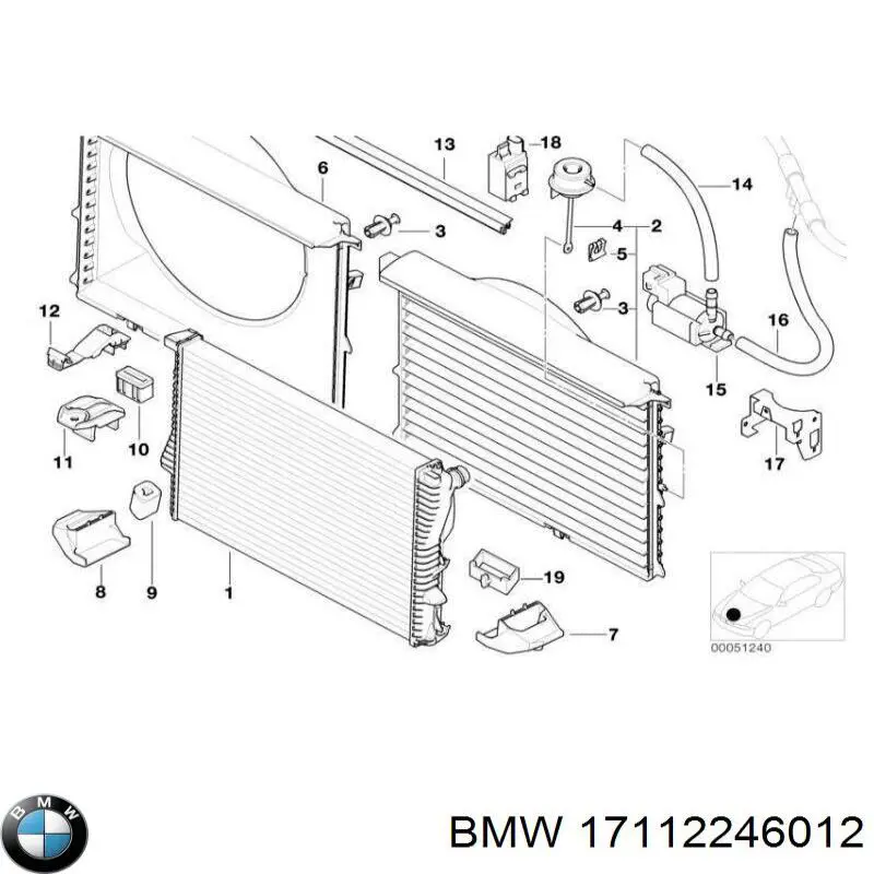Compre 17112246012 BMW Radiador de esfriamento de motor