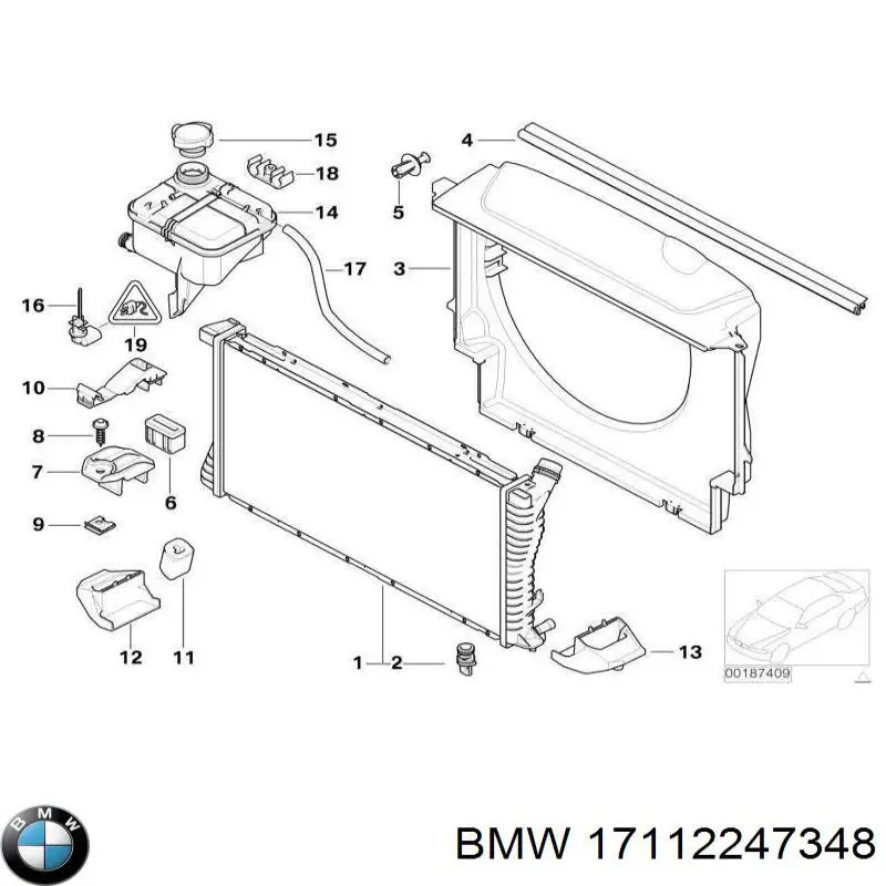 17112247348 BMW Difusor do radiador de esfriamento
