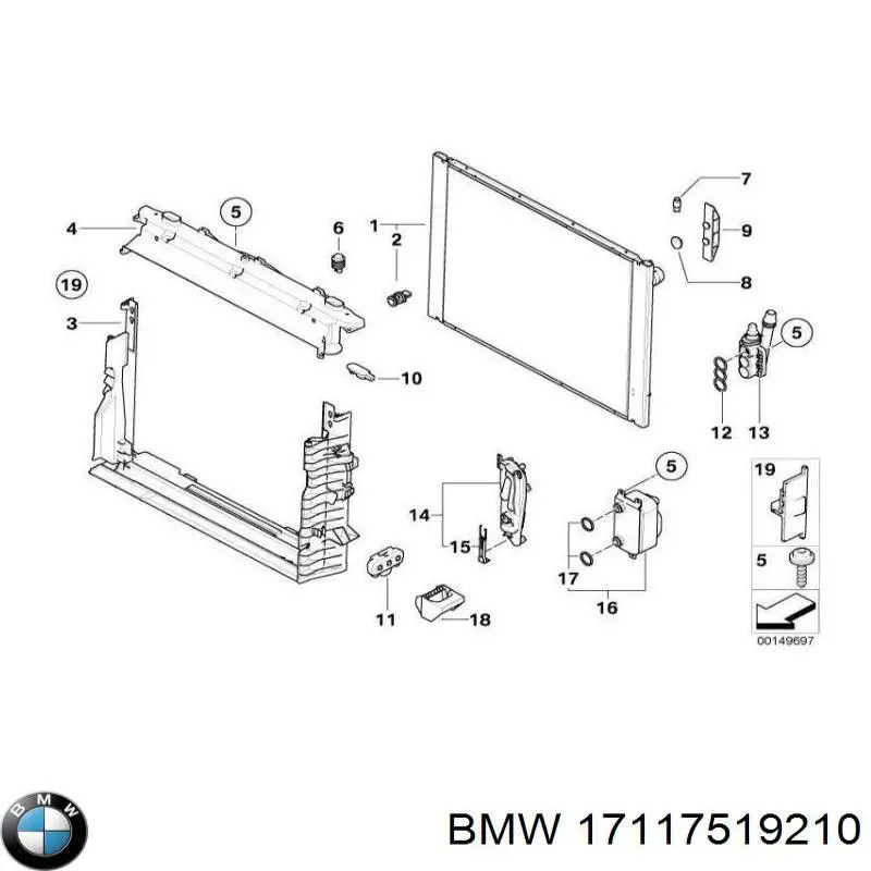 Radiador de esfriamento de motor BMW 17117519210 preço, a partir de 224,67 USD