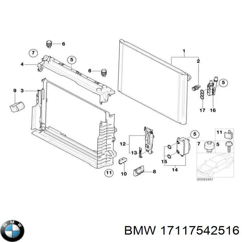 Suporte inferior do radiador (painel de montagem de fixação das luzes) BMW 17117542516 preço, a partir de 30,85 USD