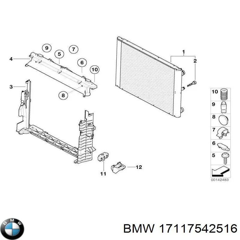 Compre 17117542516 BMW Suporte inferior do radiador (painel de montagem de fixação das luzes)