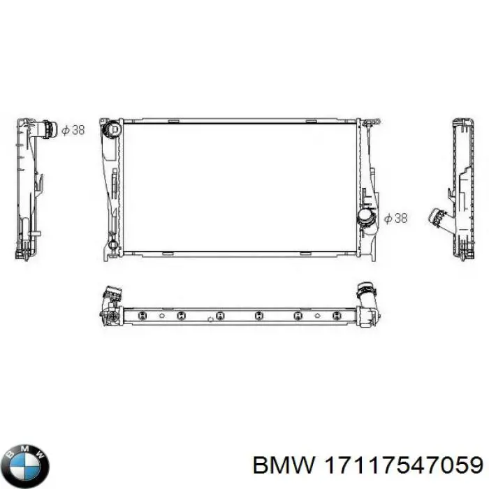 Radiador de esfriamento de motor BMW 17117547059