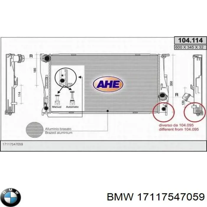 17117547059 BMW Radiador de esfriamento de motor