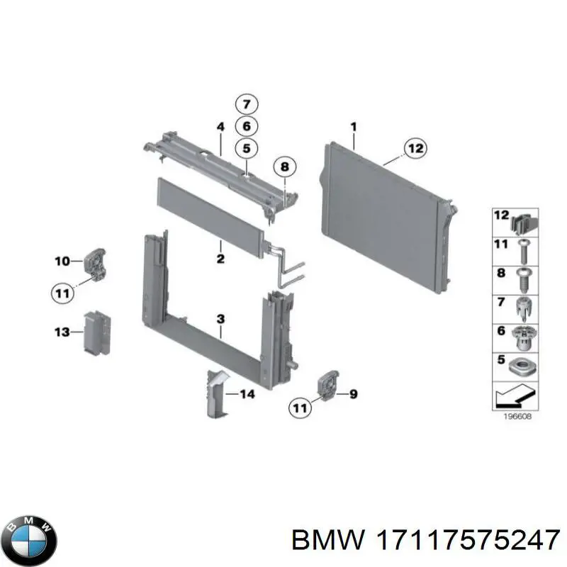 Compre 17117575247 BMW Consola (coxim de fixação) inferior do radiador