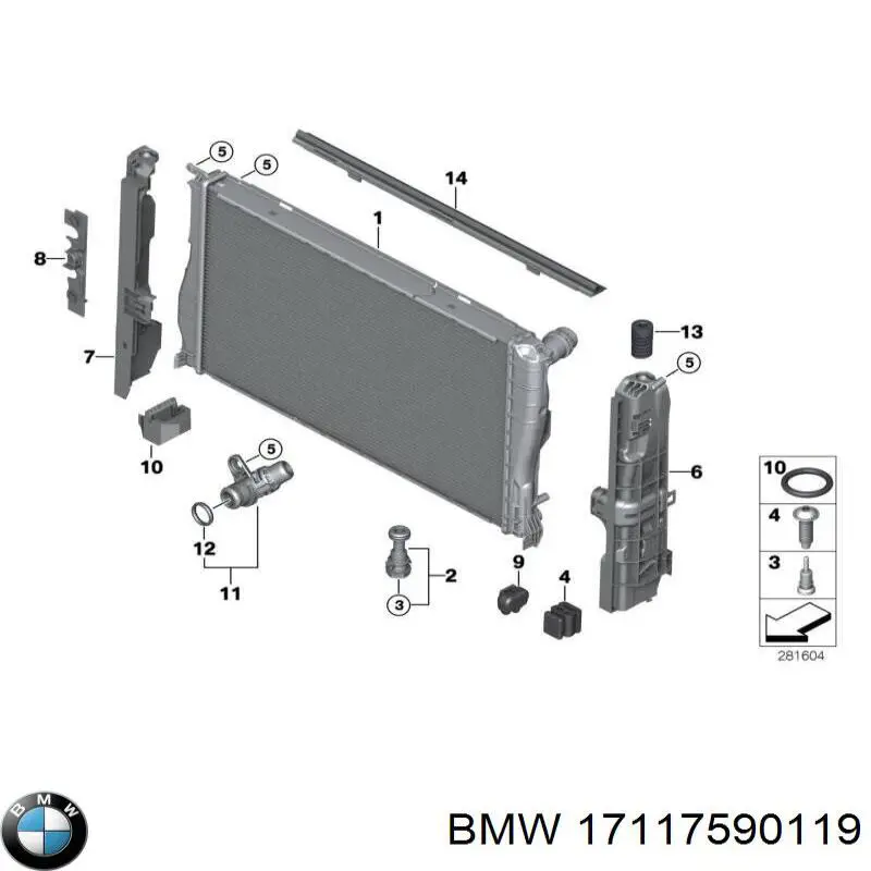 17117590119 BMW Consola do radiador superior