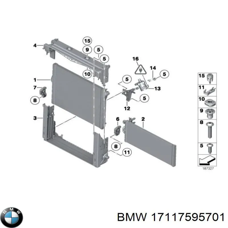 17117595701 BMW Cápsula (prendedor) de fixação do forro do pára-choque do pára-lama dianteiro