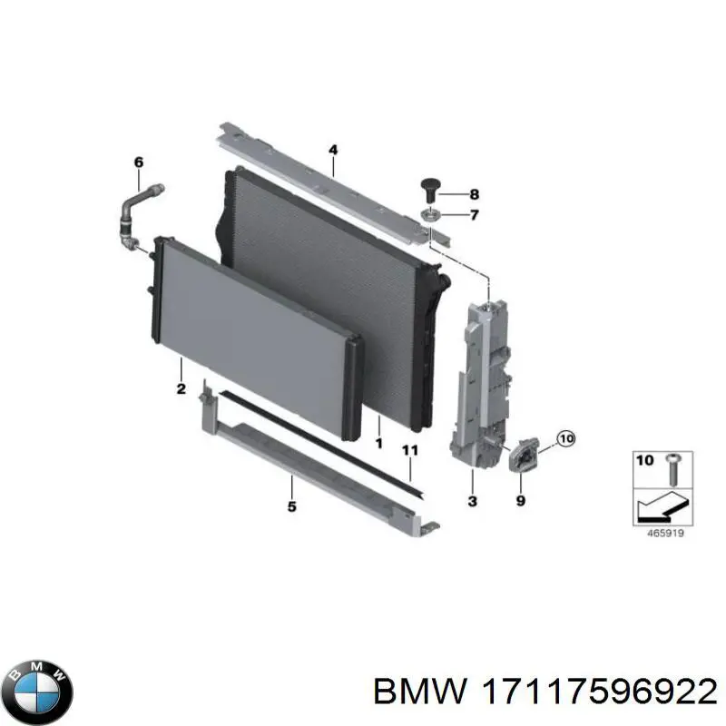 Compre 17117596922 BMW Consola do radiador superior