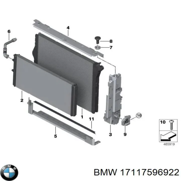 17117596922 BMW Consola do radiador superior