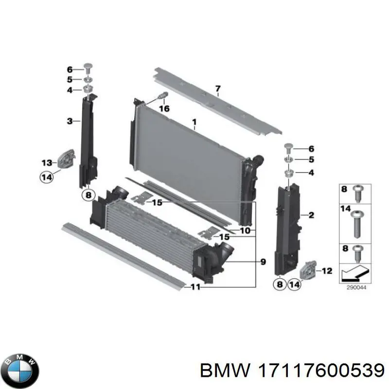 17117600539 BMW Coxim superior de fixação do radiador