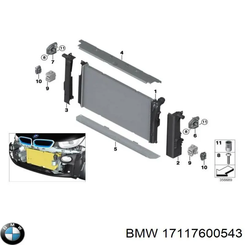Placa sobreposta superior do painel dianteiro (de suporte do radiador) BMW 17117600543 preço, a partir de 43,60 USD
