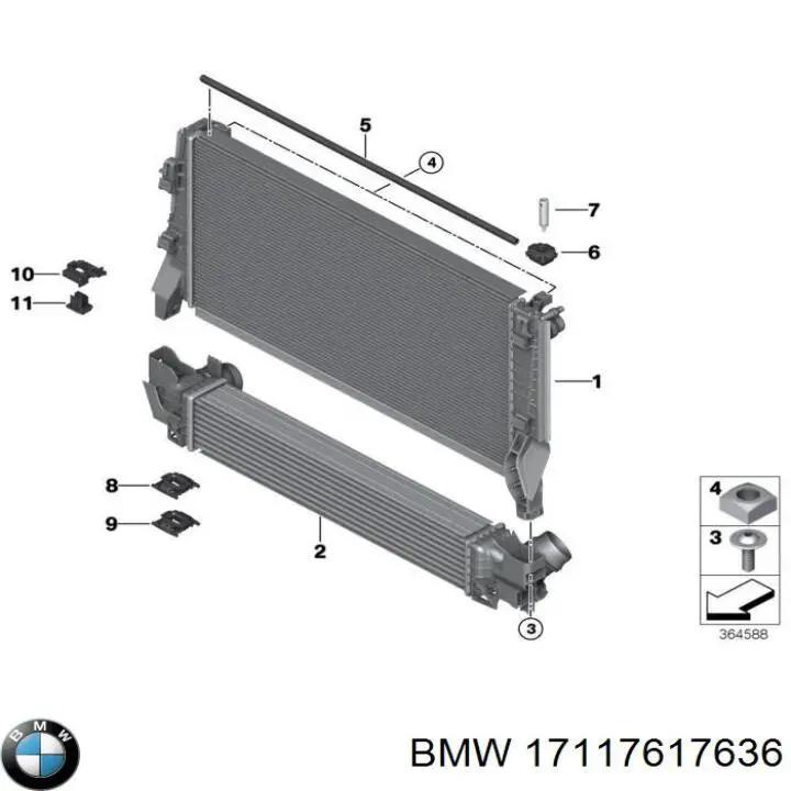 Compre 17117617636 BMW Radiador de esfriamento de motor