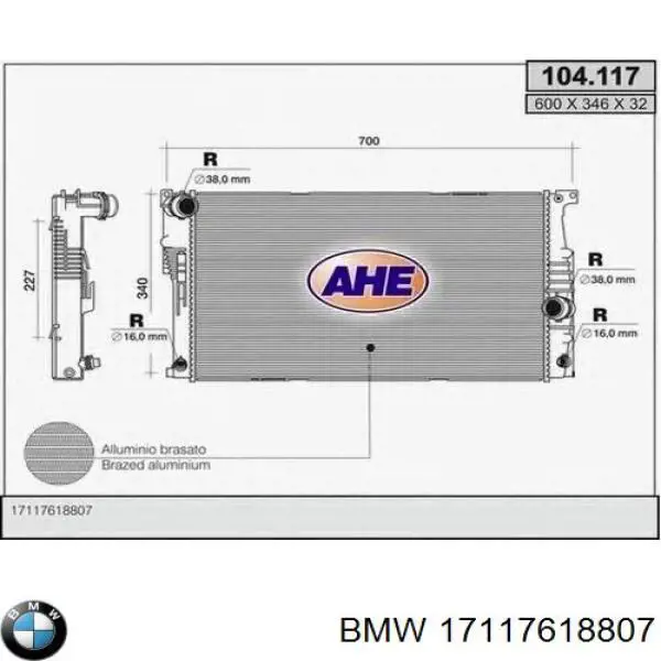 Radiador de esfriamento de motor BMW 17117618807 preço, a partir de 108,36 USD